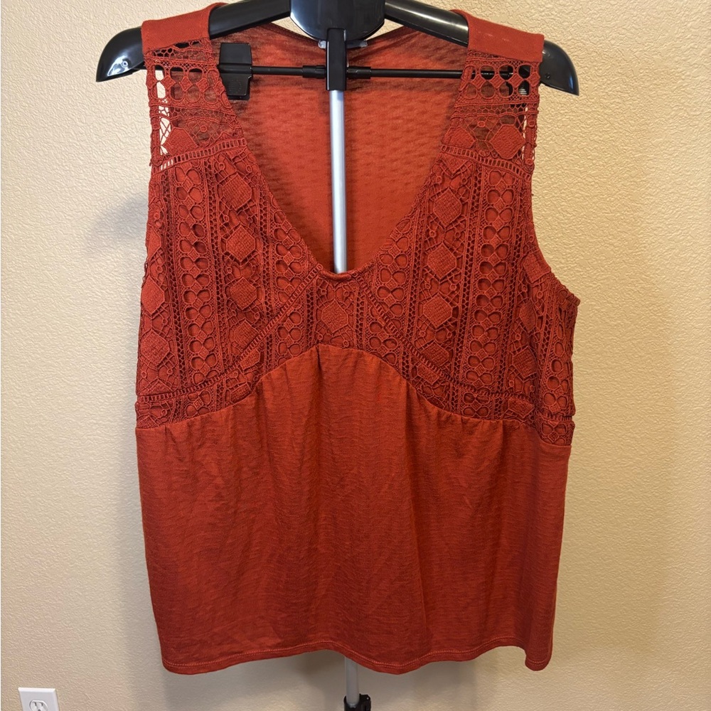 Maurices Terracotta Crochet Tank Top